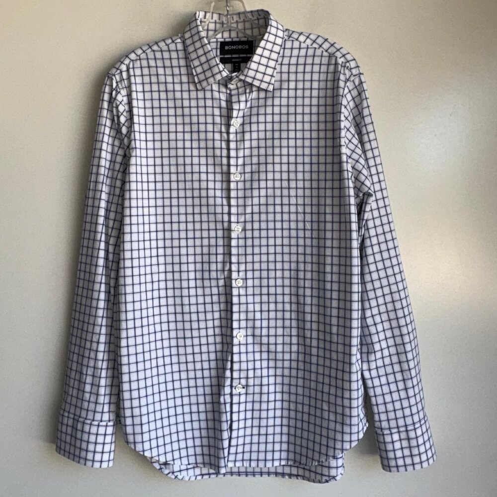 BONOBOS Tech Shirt Men's Medium Blue Check